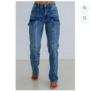 Hidden Cargo Jeans High Rise Straight Leg Size 26